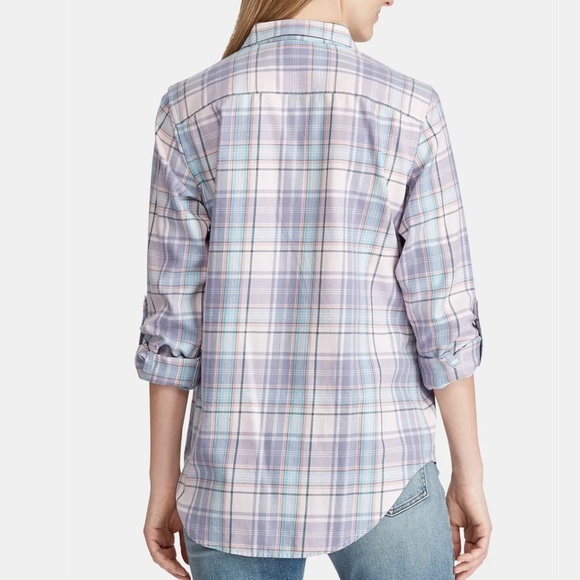Lauren Ralph Lauren Double Pocket Soft Plaid Flannel Button Down Shirt Large - Picture 3 of 11